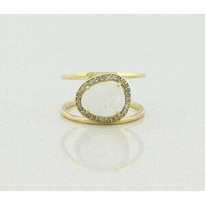 Gold over Sterling Silver Moonstone & Diamond Halo Ring Size 10